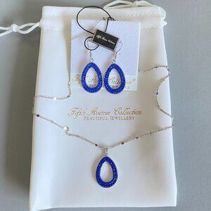 FAC Royal Blue Crystal Necklace & Earrings Set
